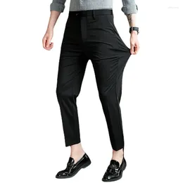 Men's Suits Solid Colour Pants Spring/Summer Slim Fit High Elastic Small Cool And Casual Crop Fashion Trend