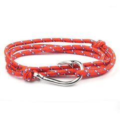 Vintage Fish Hook Bracelet Handmade Weave Rope Chain Armband Fashion Paracord Charm Bracelets For Women Men Jewellery Gifts18916179