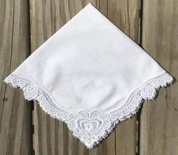 12 PCS handkerchief White soft 100 cotton Wedding Handkerchief Elegant Embroidered crochet lace For1353919