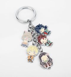 Keychain Kimetsu no Yaiba Theme Keyrings Jewellery Anime Figure Enamel Pendant Metal Key chain Cute Gift For Friends7143766