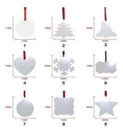 New Sublimation Blank Christmas Ornament DoubleSided Xmas Tree Pendant Multi Shape Aluminium Plate Metal Hanging Tag Holidays Deco4176819