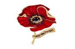 Pins Brooches CINDY XIANG Eanmel Red Poppies Brooch quot Lest We Forgot Pin 2 Colours Available Flower Jewellery Rememberance Day3965345