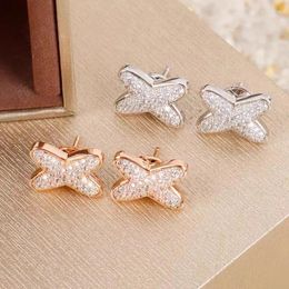 Stud Earrings Cubic Zirconia X Letter Women Jewellery Exquisite Fashion