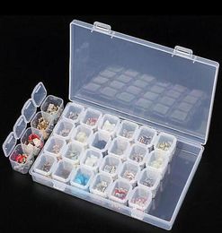 2019 28 Grids Slots Clear Adjustable Jewelry Storage Boxes Bins Case Craft Organizer Beads Foldable Container Space Saver Closet8372593