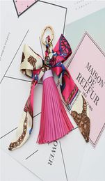 pronuvel Fashion Scarves Key holder Bowknot Exquisite Decoration PU Leather Tassels Keychains Women Bag Charm Pendant EH8101422104