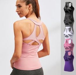 yoga tops gym clothes Women underwears yoga vest sexy hollow tight quickdrying workout clothes elastic fitness running sports tan9758230