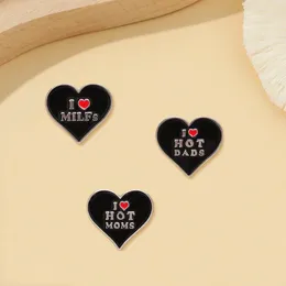 Brooches 3pcs Creative Black Heart Letter Alloy Brooch Dress Sleeve Clothes Backpack Accessories Badges Birthday Gift