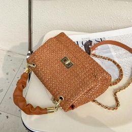 Shoulder Bags Straw Tote Bag Crossbody 2024 Summer High-quality Women's Designer Handbag Chain Messenger