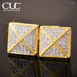 Stud Earrings CUC 10MM Square Earring Screw Back Iced Out Cubic Zirconia Men Women Gold Color Hip Hop Jewelry Fashion Gift