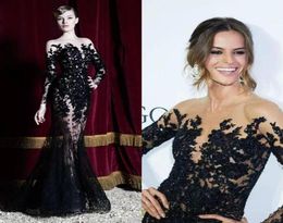 Zuhair Murad Evening Dresses Long Sleeves Black Lace Mermaid Prom Dress Party Gowns Dubai Arabic Special Occasion Dress3489853