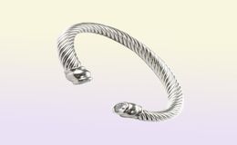 Luxurious Mens Twisted Cable Open Cuff Bangle Steel Cubic Zirconia Crystal Stone Charm Bracelets for Men Women Q07193273171