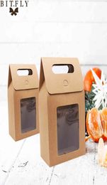 BITFLY Rustic Kraft Paper Gift Box Wedding Birthday Christmas Candy ChocolateSnackCake Package Bag PVC Window Seal Boxes 210403670558