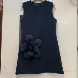 Casual Dresses Summer Sleeveless Dress Young Lady Style Three-Dimensional Flower Business Suit Commuting Temperament Outfits Women