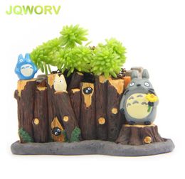 JQWORV Modern Cartoon Succulent Planter Pot Resin Creative Crafts Cute Totoro Flower Pot Home Decorations Vase mini Garden pots Y23666337