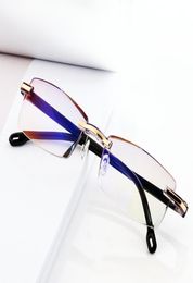 New Frameless Diamond Reading glasses Trimming Presbyopic Glasses Anti Blue Old Men039s Reading Glasses2196414