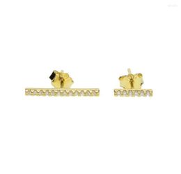 Stud Earrings 925 Sterling Silver Factory Drop Long Short Cz Bar Studs Delicate Girl Double Hole Fashion Simple Earring7192614