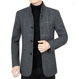 Men's Suits Autumn Men Cashmere Blazers Jackets Stand-up Collar Business Casual Coats Winter Male 4XL