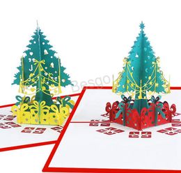 Christmas 3D Pop Up Greeting Cards Xmas Greeting Paper Cards Christmas Tree Decoration Postcard 3D Xmas Gift Paper Card BH0100 TQQ6316614