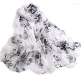 Scarves Fashion Chiffon Hijab For Women Floral Printed Scarf Summer Beach Shawls Muslim Ladies 160 50cm