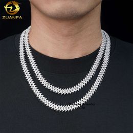 Hip Hop Jewellery Necklace Thorns Spike Design 10mm Silver Moissanite Diamond Cuban Link Chain