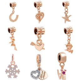 Free Shipping MOQ 20pcs rose gold Starfish Angel Magic Girl hanging Bead Charms fit Original Bracelet Jewellery DIY J0248510445