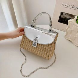 Evening Bags Luxury Band Straw Shoulder Crossbody Bag For Women Handbag And Purse 2024 Trendy Chain Ladies Messenger High Quality