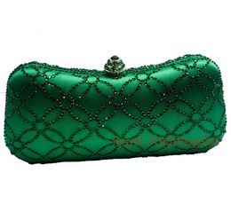 WholeFlower Emerald Dark Green Rhinestone Crystal Clutch Evening Bags for Womens Party Wedding Bridal Crystal Handbag and Box1760991