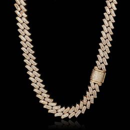 Gzys Jewellery Hot Selling 15mm Rock Hip Hop Gold Diamond Necklace Cuban Link Chain Men