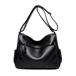 Bag Women Shoulder Bags Black Fashion Soft Leather Cross-Body Large Capacity Versatile Handbag Young And Middle Age Purse