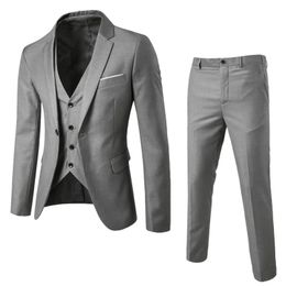 Men Blazers 3 Pieces Sets Wedding 2 Suits Elegant Jackets Formal Business Luxury Full Vest Pants Coats Classic 240430