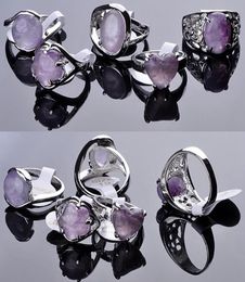 30pcs Fashion Jewellery Natural Stone Ring Amethyst Gem Rings Fashion Rings for Party Silver Gemstone Rings Jewelry4718276