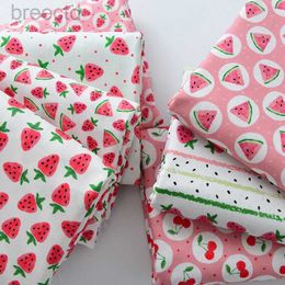 Fabric Pink Strawberry Cherry Watermelon Fabric Cotton Handmade DIY Clothing Pet INS Pastoral Dress Baby By Half Meter d240503