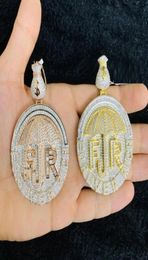 Chains 2022 Two Tone Iced Out Bling 5A Cubic Zirconia CZ Men Hip Hop Jewelry Money Dollar Umbrella Forever Rich Letter Pendant Nec5160603