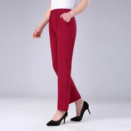 Women's Pants Spring Summer Women Thin High Waist Elastic Straight Long Pencil Casual Red Trousers Large Size 3xl Xxxl