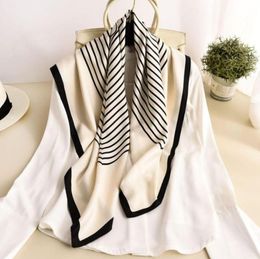Brand 2020 New Silk Scarf Women Fashion Striped Scarves Office Lady Neckerchief High Quality Foulard Femme Tie Bandana Hijab7779518