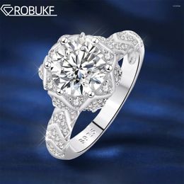 Cluster Rings 2 D Colour Moissanite Engagement Ring S925 Sterling Silver 8mm Lab Created Diamond Luxury Wedding Band For Women 6