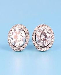 NEW Classic design Round CZ Diamond Stud EARRING set Original box for 925 Sterling Silver Earrings Fashion accessories2236767
