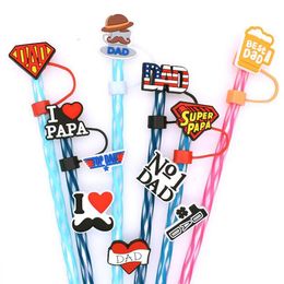 12 style men series straws charms decoration dust plug reusable silicone straw cover cap accessories gift