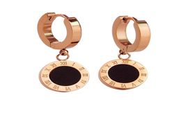 Stud Twelve Constellations Design Women Earrings Rose Goldcolor White Black Shell Circular Surface Roman Letter Dance Earring1893130