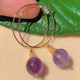 Dangle Earrings Natural Round Purple Chalcedony Eardrop Beads Gold Clip-on Stud Modern Ear Cuff Custom Bridal Minimalist Teens Everyday