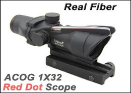 Tactical ACOG 1x32 Fiber Source Red Dot Scope with Real Red Fiber Rifle Scopes Black4074576