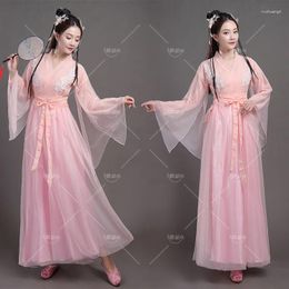 Stage Wear Women's Spring And Autumn Hanfu Ancient Dress Fairy Pink Fresh Elegant Gas Wide-sleeved Performance Clothing