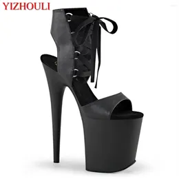 Boots Lace-up Vamp 20 Cm PU Material 8 Inch Model Stiletto Heels Summer Night Club Pole Dancing Ankle