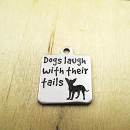 Pendant Necklaces 20pcs/lot-Dogs Laugh With Their Fails Stainless Steel Charms - Laser Engraved Customised DIY Pendants