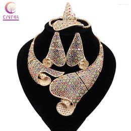 Necklace Earrings Set CYNTHIA Dubai Gold Plated Jewellery For Women Large Design Bridal Bangle Ring Wedding Engagement Gifts