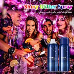 Body Glitter 60ML Shiny Glitter Spray Shimmery Glow Long Lasting Shimmery Spray Holographic Hair Body Sparkly Powder Spray Party d240503