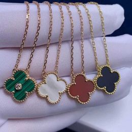 Designer Necklace Vanca Rpels 925 Silver High Clover Necklace Womens Ferry 18k Rose Gold Red Jade Chalcedony Agate Fritillaria Pendant Collar Chain