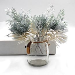 Decorative Flowers DIY Grass Flower Wedding Crafts Scrapbook Fake Year Christmas Living Room Decoration Artificial Pine Plants