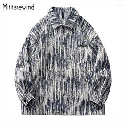 Men's Jackets Oversize Couple Spring High Street American Washed Denim Jacket Lapel Gradient Texture Button Youth Trendy Coat