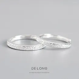 Cluster Rings Unique Minimalist Design Couple S925 Sterling Silver Korean Style Men And Women Opening Finger Jewelry